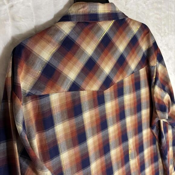 Plains Pearly Buttons Gold Thread Western LT Large Tall Men’s Button Up Shirt - Picture 9 of 9